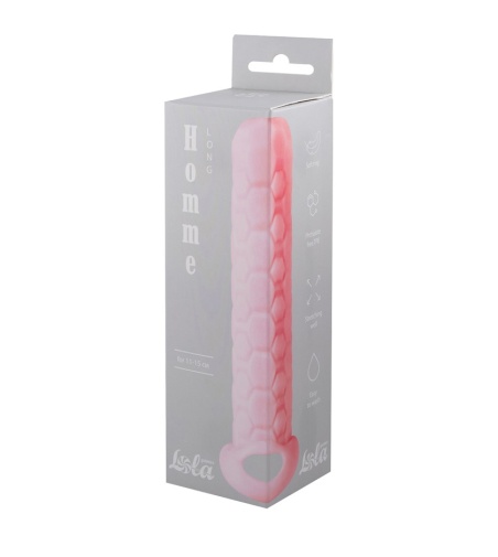 Lola Games - Homme Long 长型带纹路阴茎套 中码 - 粉红色 照片