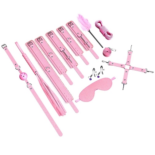 MT - Bondage Gear Set 11pcs w Fluff - Pink photo