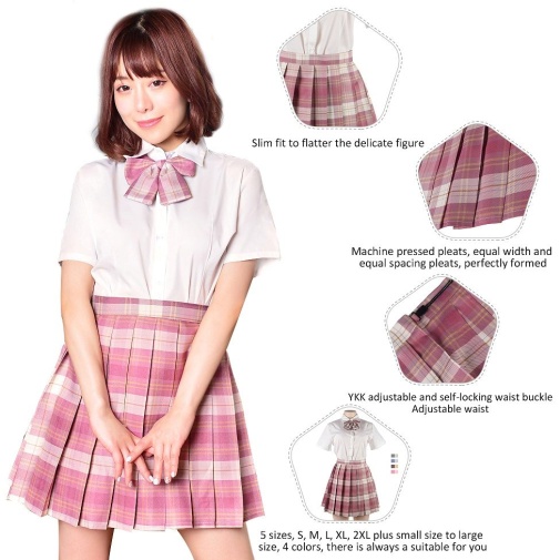Ohyeah - 甜美学生服装 - 粉红色 - 大码 照片