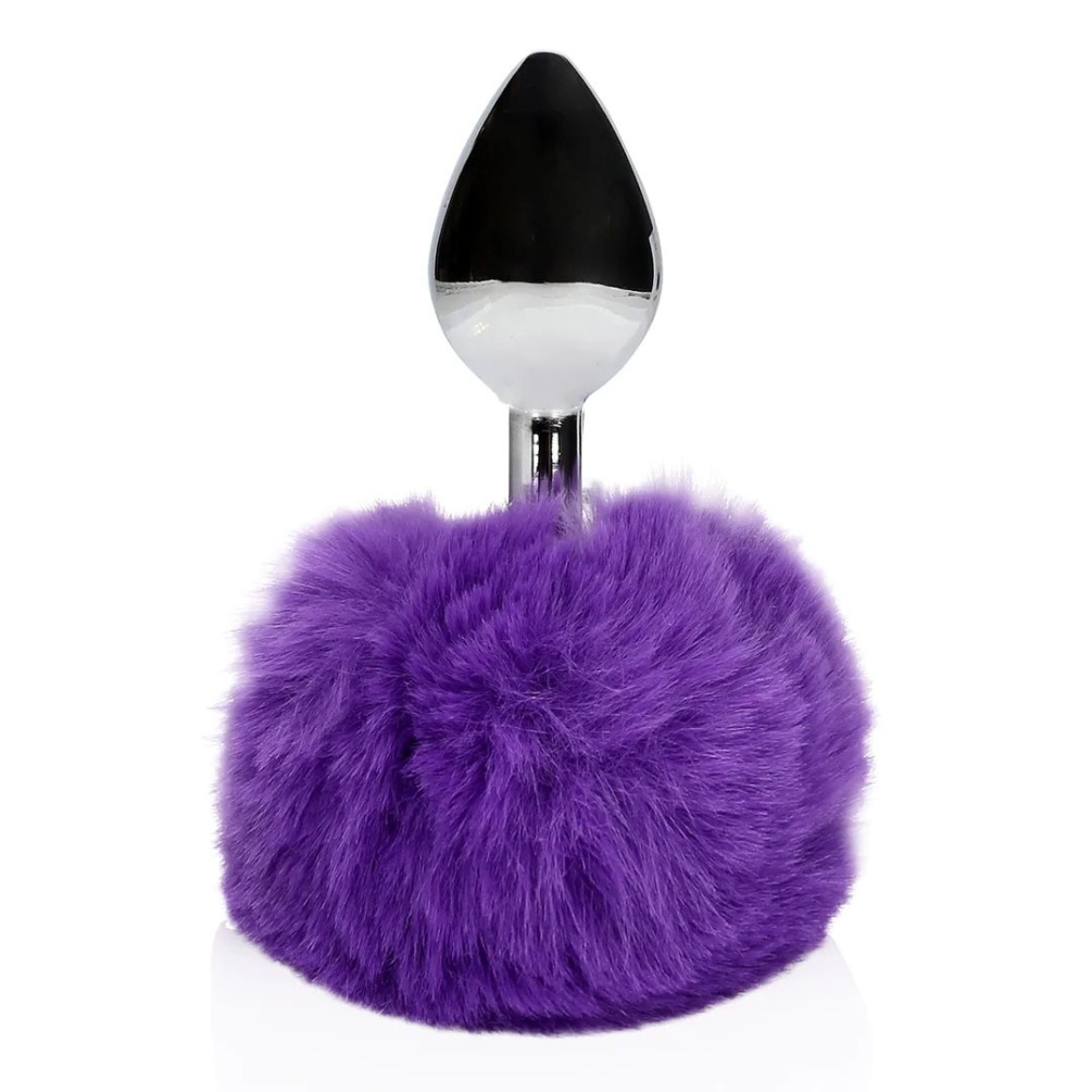 Hopping into a world of fluffy wonder, the Fox Tail Metal Bu... Ouch - Bunny Tail Plug - Purple photo-3