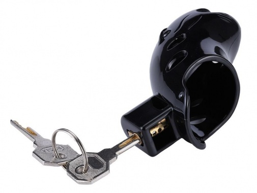 MT - Plastic Chastity Cage w Magic Lock - Black photo