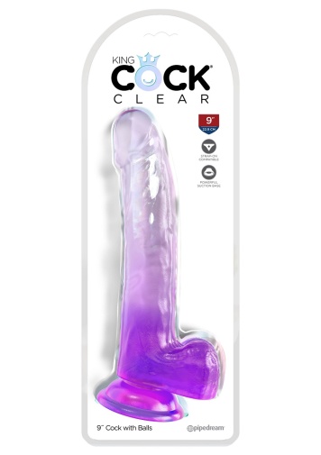 King Cock - 9" 透明假阳具连睾丸 - 紫色 照片