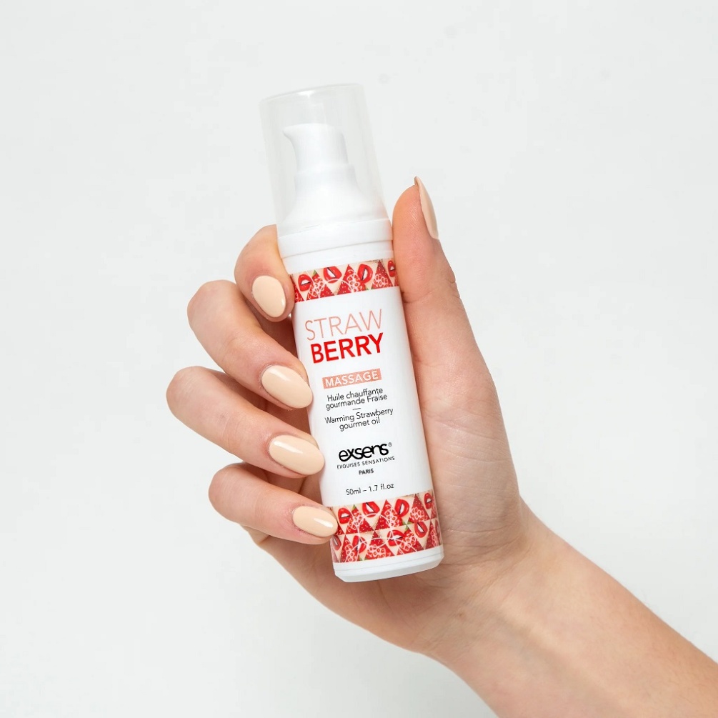 This warming gourmet massage gel is ideal for foreplay. When... Exsens - Strawberry Warming Massage Oil - 50ml photo-4