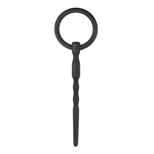 Sinner Gear - Silicone Penis Plug w Pull Ring - Black photo