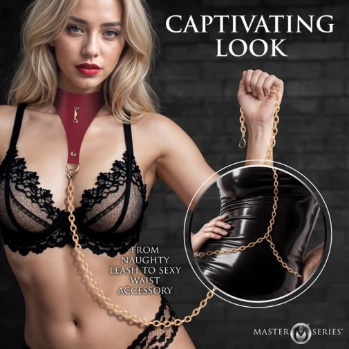 Master Series - Captivate Collar w Body Chain - Red photo