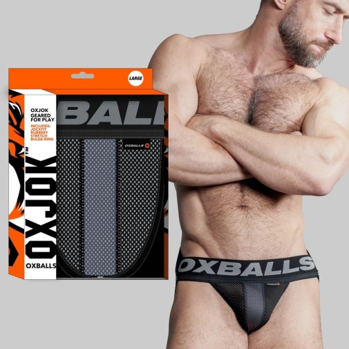 Oxjok - Airmesh Jockstrap w Ring - Tar Black - XXL photo