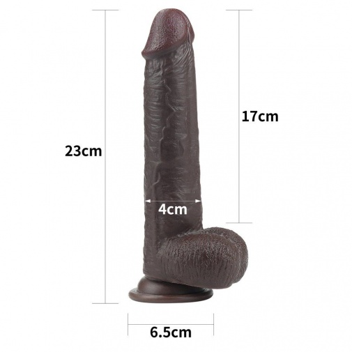 Lovetoy - 9'' Sliding Skin Dual Layer Dong - Brown photo