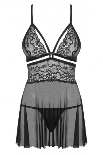 Obsessive - 838-BAB-1 Babydoll & Thong - Black - XXL photo