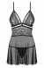 Obsessive - 838-BAB-1 Babydoll & Thong - Black - XXL photo-8