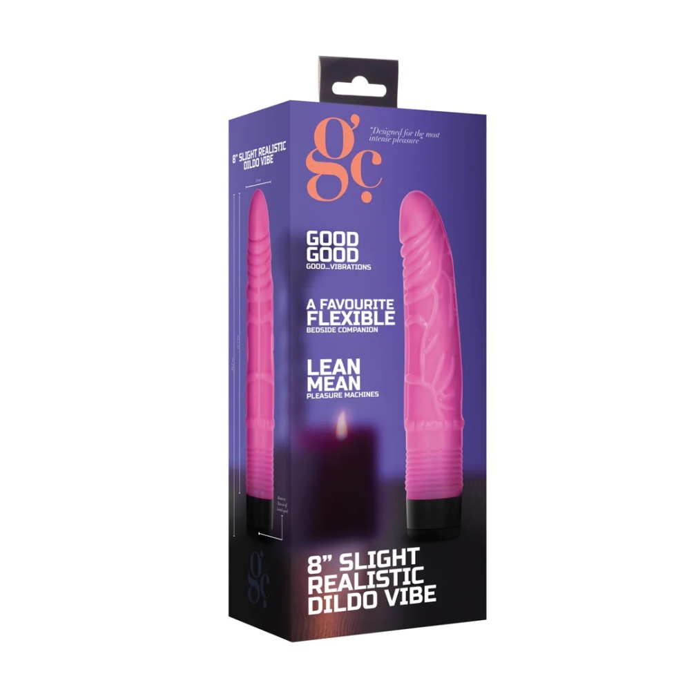 With a veined surface made to look and feel like the real th... GC - 8" Slight Vibro Dildo - Pink photo-5