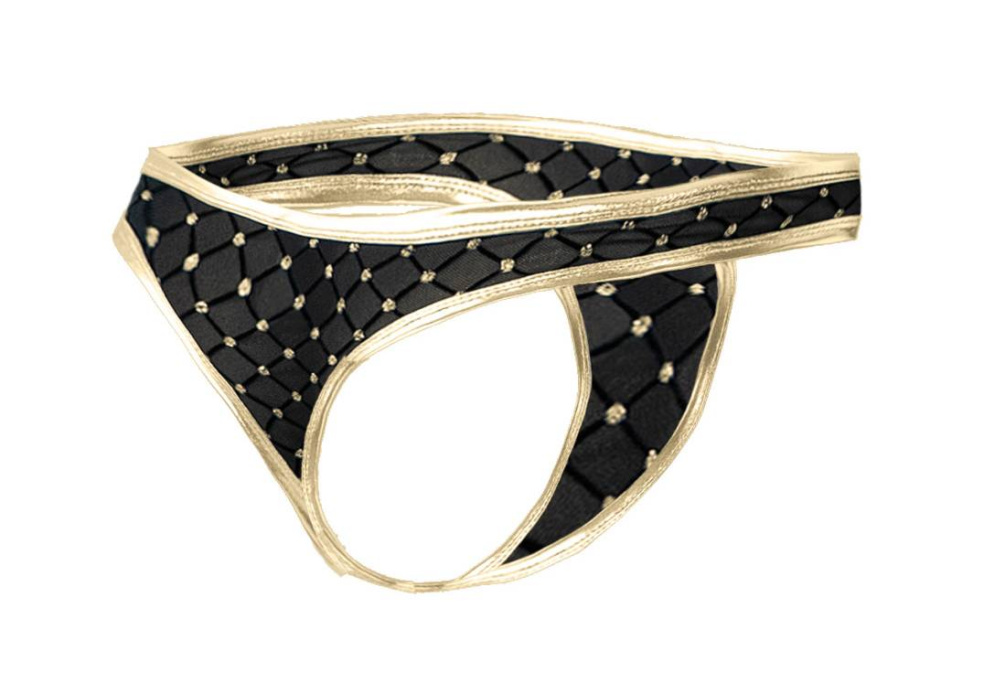 The gGolden Point thong commands attention with its shiny go... Cut4men - Point Thong - Black/Gold - L photo-5