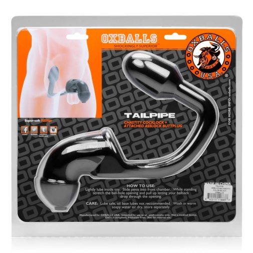 Oxballs - Tailpipe Chastity Cock Asslock - Black 照片