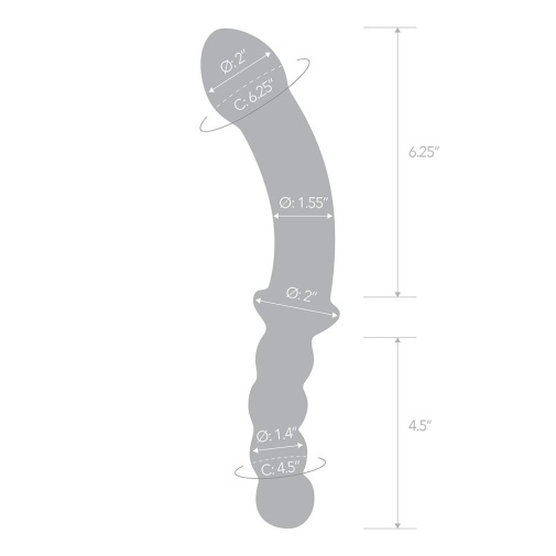 Glas- 12.5” 玻璃双头假阳具连后庭珠手柄 照片