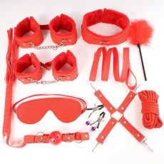 MT - Bondage Set 11pcs w Fluff - Red photo