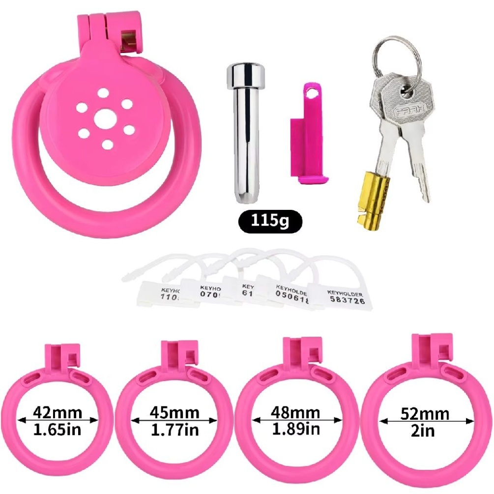Material: Resin
Cage inner diameter: 35mm ... FAAK - Resin Chastity Cage 45mm w Catheter - Pink photo-8