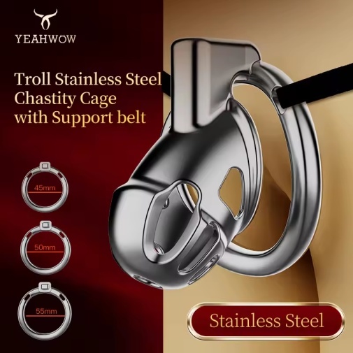 Yeahwow - Wearable Short Chastity Cage - Silver photo