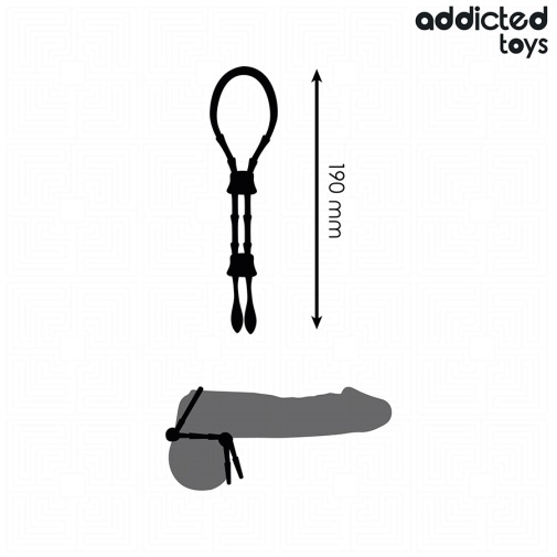 Addicted Toys - 可調整套索陰莖環 - 黑色 照片