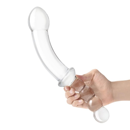 Glas- 12.5” 玻璃双头假阳具连后庭珠手柄 照片