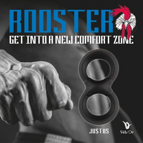 Velv'Or - Rooster Justus 睾丸阴茎环 - 黑色 照片