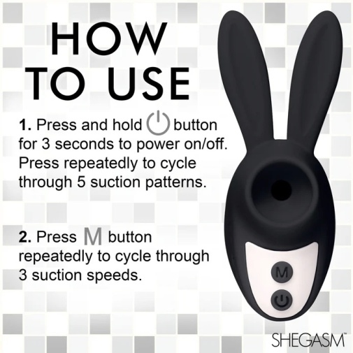 Inmi - Shegasm Sucky Bunny Clit Stimulator - Black photo
