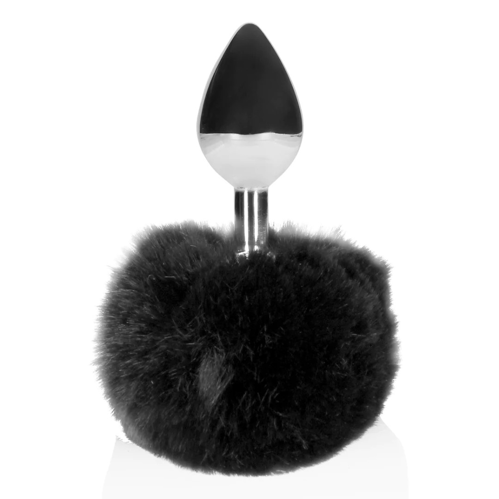 Hopping into a world of fluffy wonder, the Fox Tail Metal Bu... Ouch - Bunny Tail Plug - Black photo-3