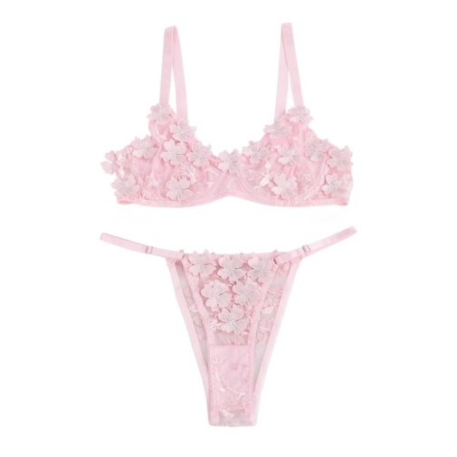 Ohyeah - Floral Bra Set - Pink - M photo