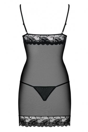 Obsessive - Wonderia Chemise & Thong - Black - L/XL photo