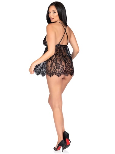 Leg Avenue - On My Mind Babydoll Set - Black - S photo