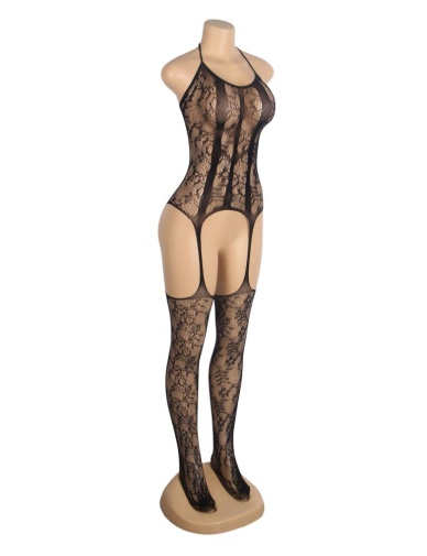 Ohyeah - Sexy Jacquard Bodystocking - Black photo