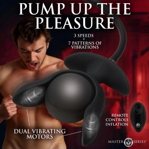 Master Series - Dark Pearl Inflatable Vibro Plug - Black photo