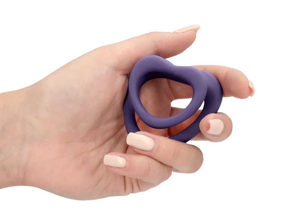 This Heart Cockring Set of two pieces is designed to enhance... Loveline - Heart Cock Ring Set - Violet Storm photo-2