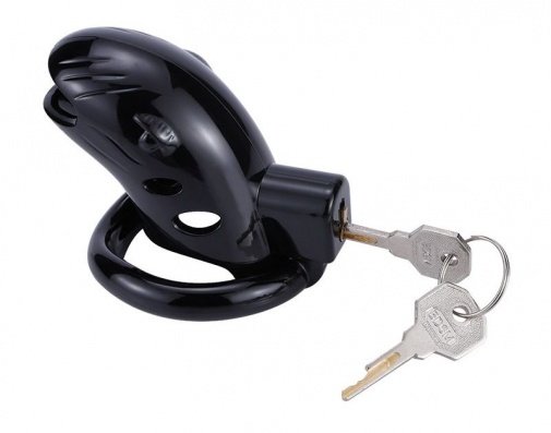 MT - Plastic Chastity Cage w Magic Lock - Black photo