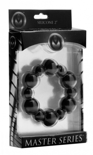 Master Series - Shadow Silicone Beaded Cock Ring - Black photo