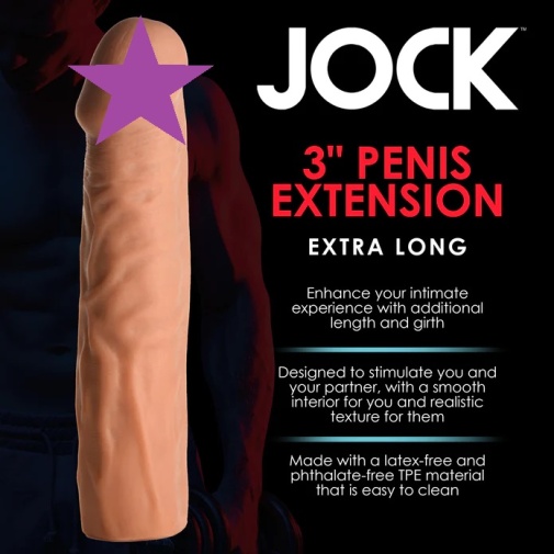 Jock - 3" 超長陰莖套 - 肉色 照片