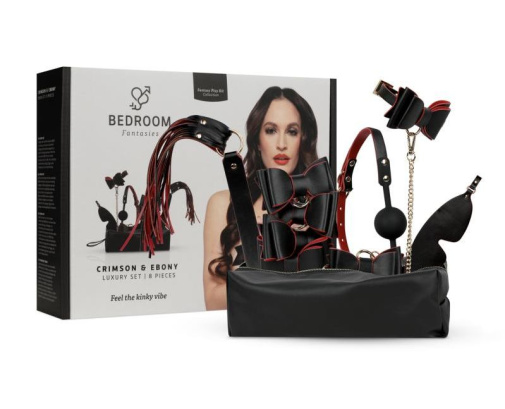 Indulge in the ultimate experience of luxury and control wit... Bedroom Fantasies - Crimson & Ebony SM Set 8pcs - Black/Red photo