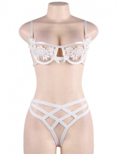 Ohyeah - Embroidery Underwire Set - White - XL photo