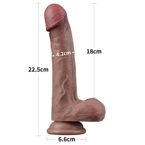 Lovetoy - 9" 双层构造仿真阳具 - 啡色 照片