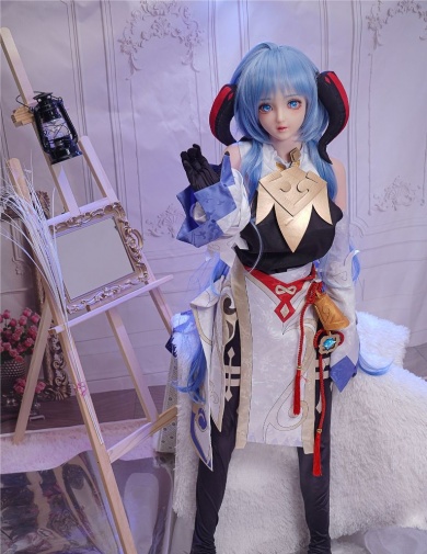 Amaya 动漫风蓝发牛角性感女魔王 超柔软TPE身体仿真性爱娃娃 145 cm (附衣服和头饰) 照片