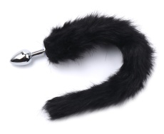 MT - Anal Plug S-size with Artificial Wool Tail - Black photo