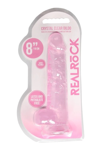RealRock - 8" 仿真假陽具連陰囊 - 粉紅色 照片