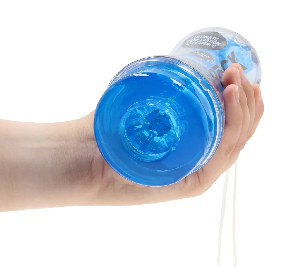 Experience sexual pleasure and let your fantasies go wild! T... RealRock - Easy Rider Textured Cup Masturbator - Blue photo-2