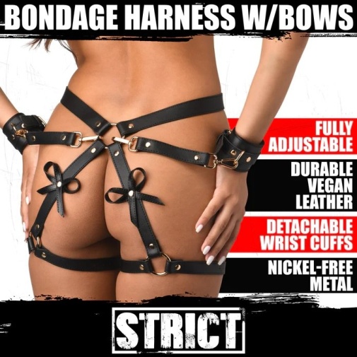 Strict - Bows Bondage Harness - Black - XL/2XL photo