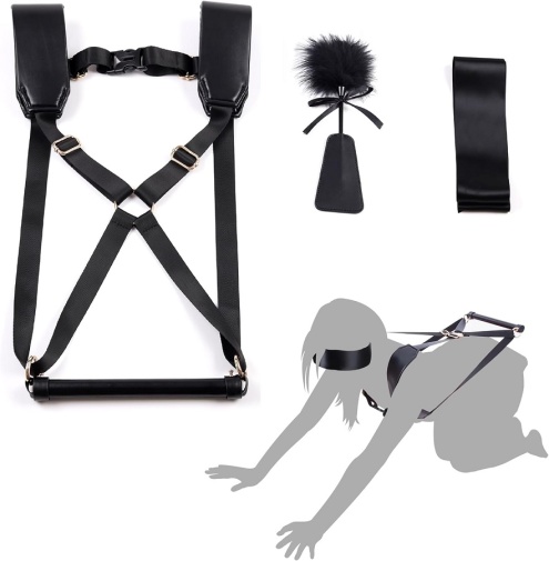 Yeahwow - Doggy Style Saddle Restaint Set - Black photo