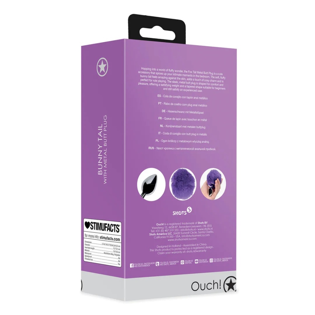 Hopping into a world of fluffy wonder, the Fox Tail Metal Bu... Ouch - Bunny Tail Plug - Purple photo-11