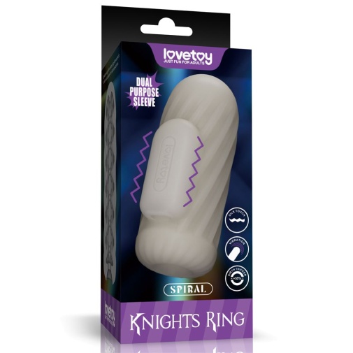 Lovetoy - Knights 柔软震动阴茎套 - 螺旋纹 照片