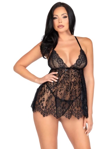 Leg Avenue - On My Mind Babydoll Set - Black - L photo