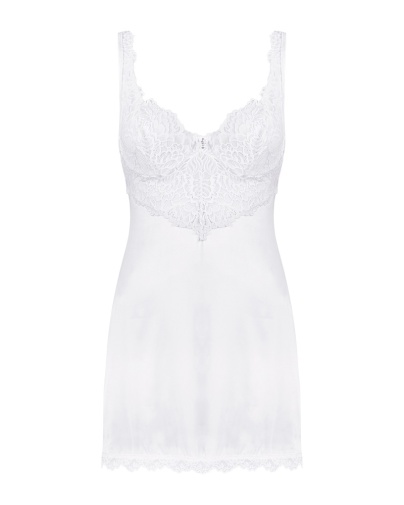 Obsessive - Amor Blanco Chemise & Thong - White - 2XL/3XL photo