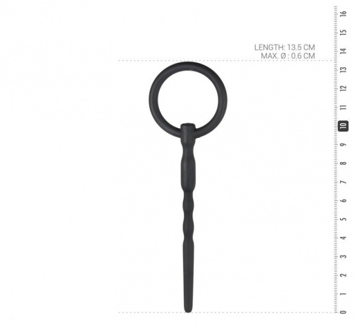 Sinner Gear - Silicone Penis Plug w Pull Ring - Black photo