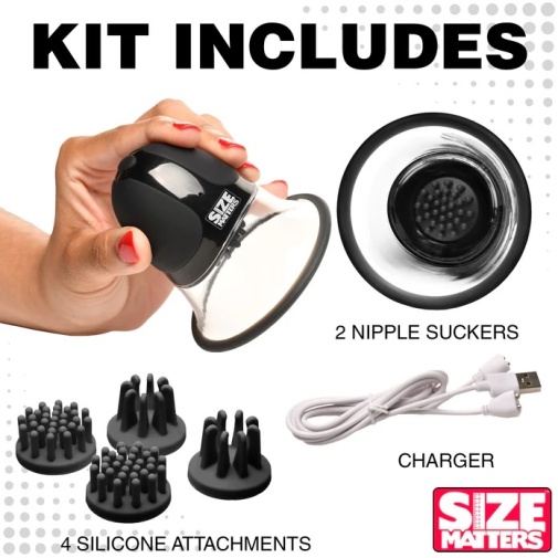 Size Matters - 10X 電動旋轉乳頭吸啜器 - 黑色 照片