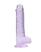 RealRock - 8" 仿真假陽具連陰囊 -紫色 照片-3